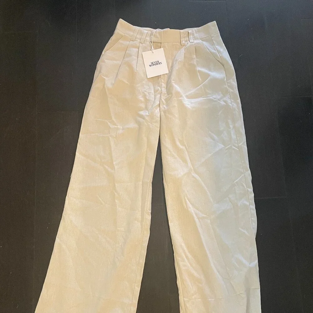 SEVEN WONDERS ZEPHY LINEN  WIDE LEG PANT - SAND (From Runaway The Label) - Picture 7 of 12